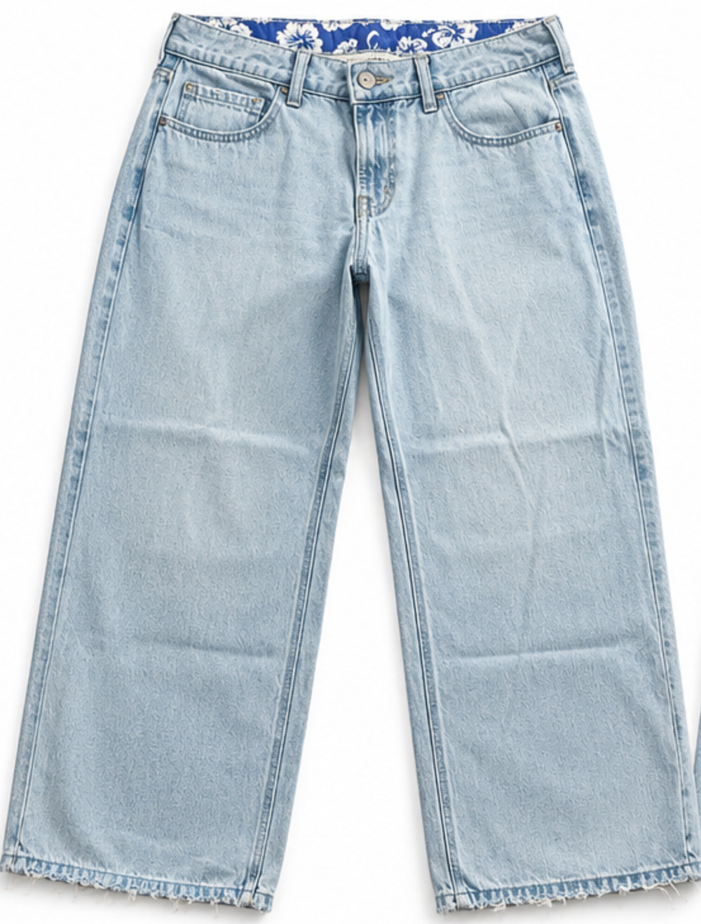Hollister Women's Low Rise Baggy Jeans Size 14 Short W32 Light Wash Wide Leg